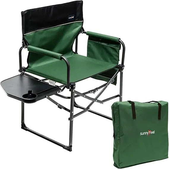 Camping Directors Chair, Heavy Duty,Oversized Portable Folding Chair with Side Table, Pocket for Beach, Fishing,Trip,Picnic,Law