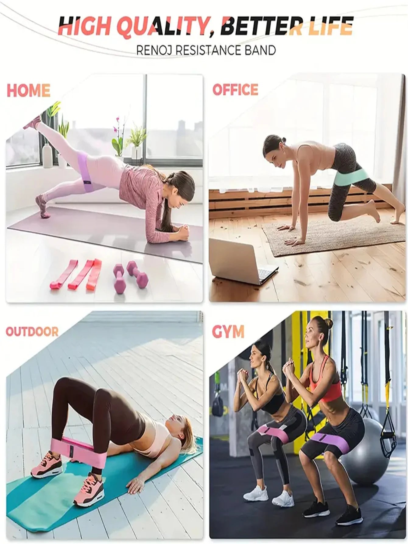 Pilates Elastic Resistance Bands For Booty Legs Workout
