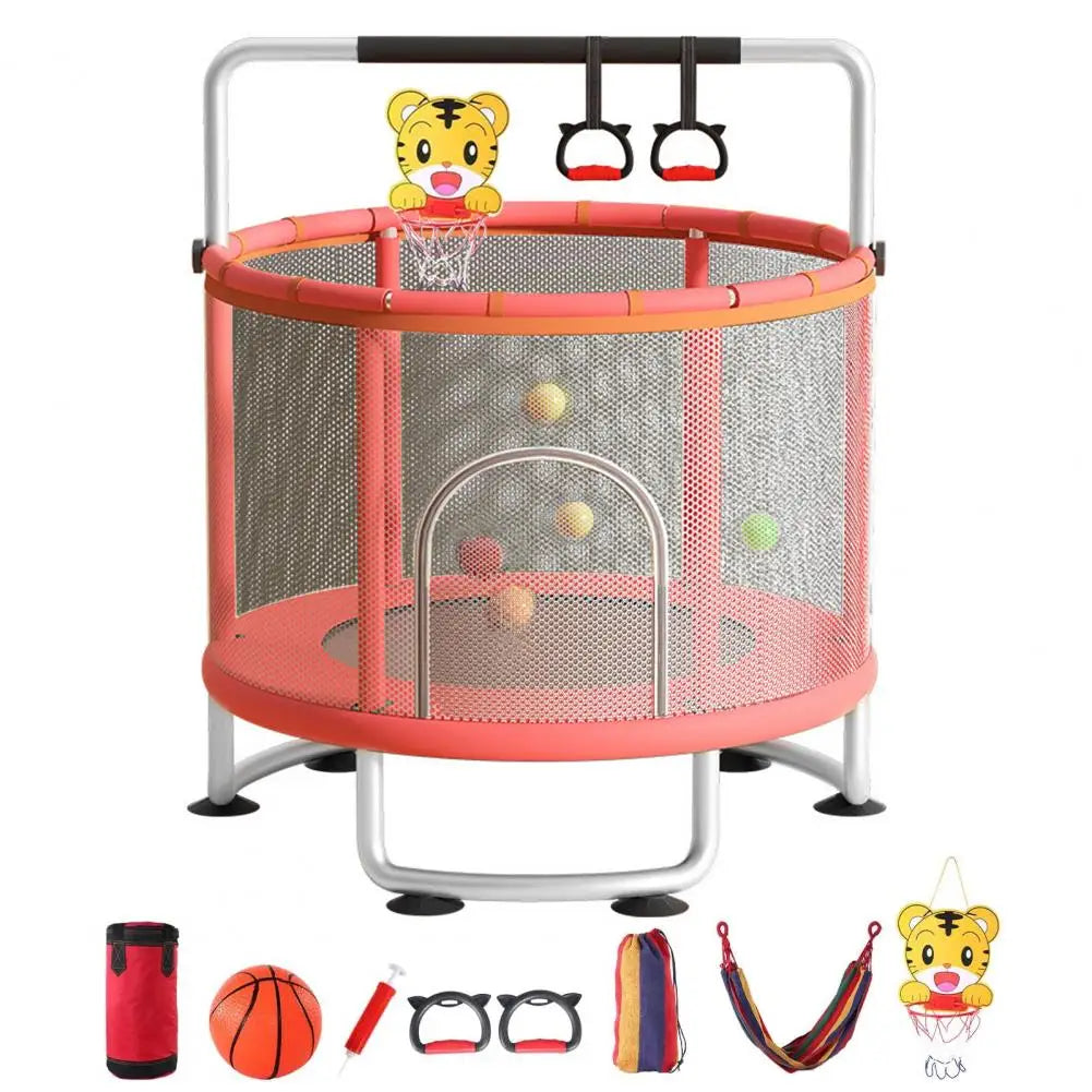 Kids Toddler Trampoline With Enclosure Net And Ocean Balls