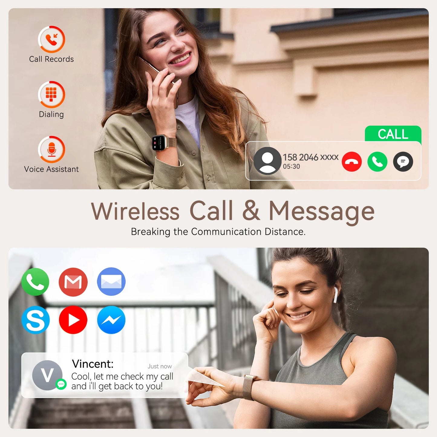 LaNikar P66D Smartwatch For Women Health Monitoring IP68 Waterproof Bluetooth Calling Fitness Tracker