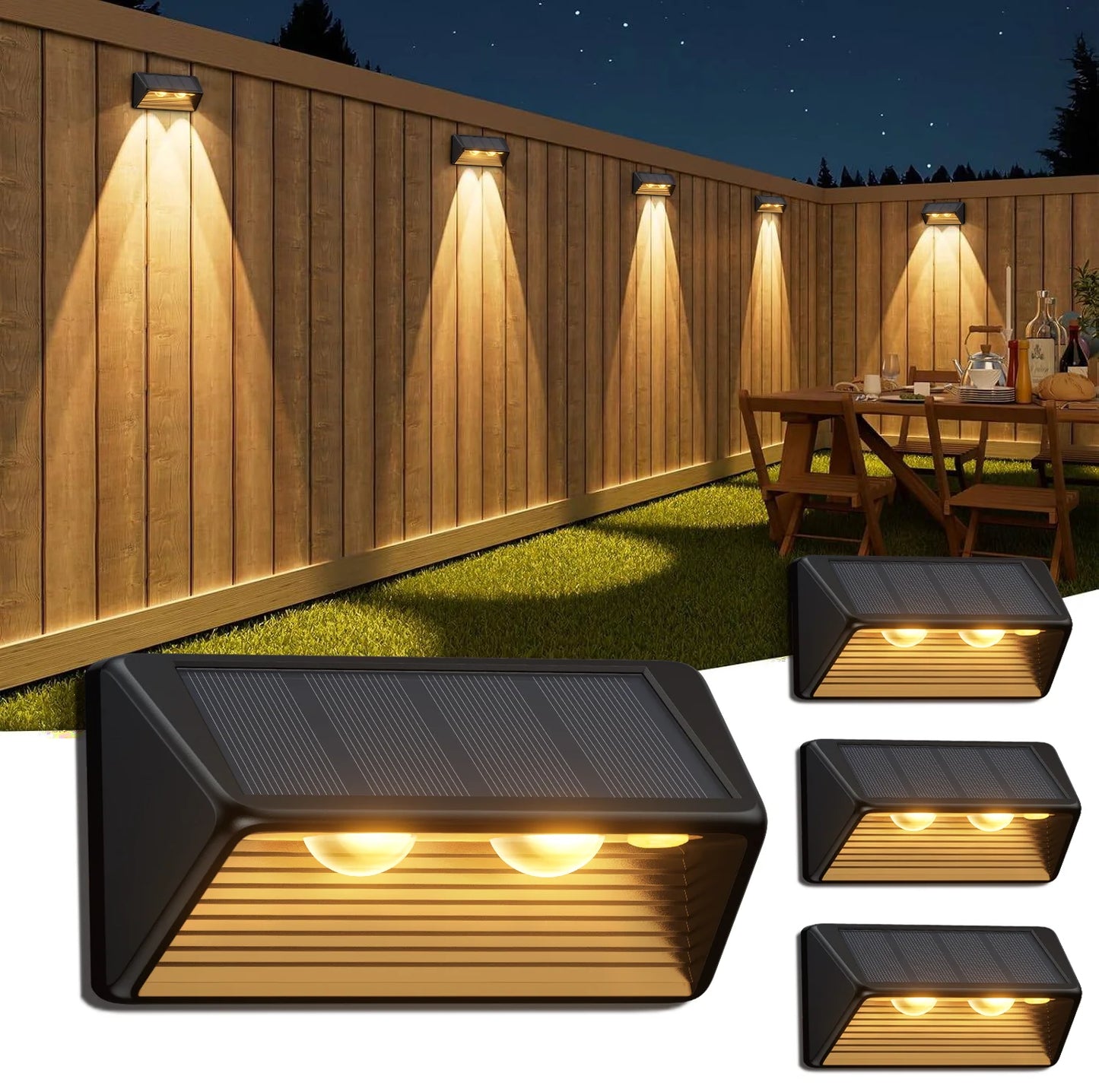 KPSTEK Solar Fence LED Lights For Walls Stairs Yards