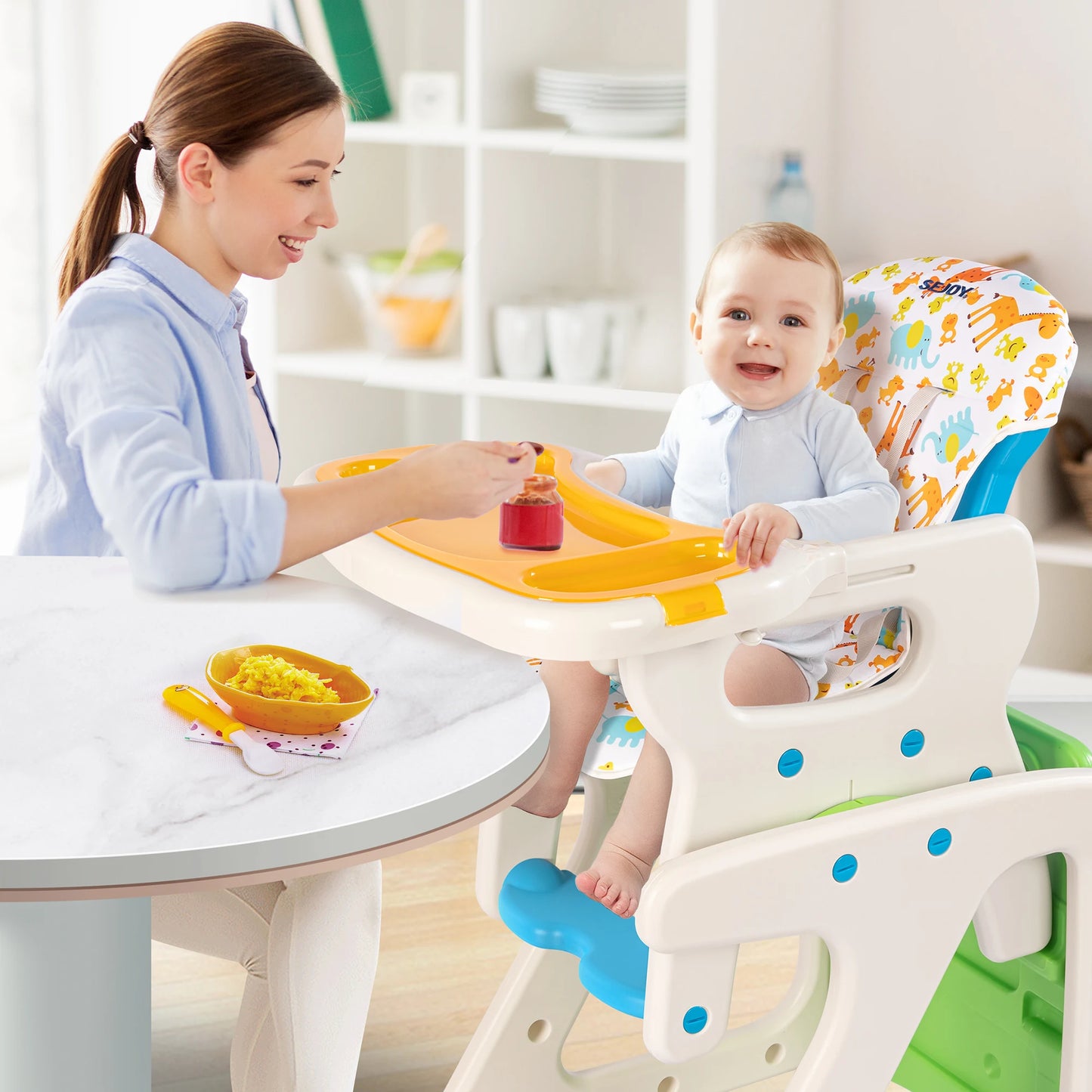 Sejoy 2 In 1 Baby High Chair Foldable With Detachable Tray