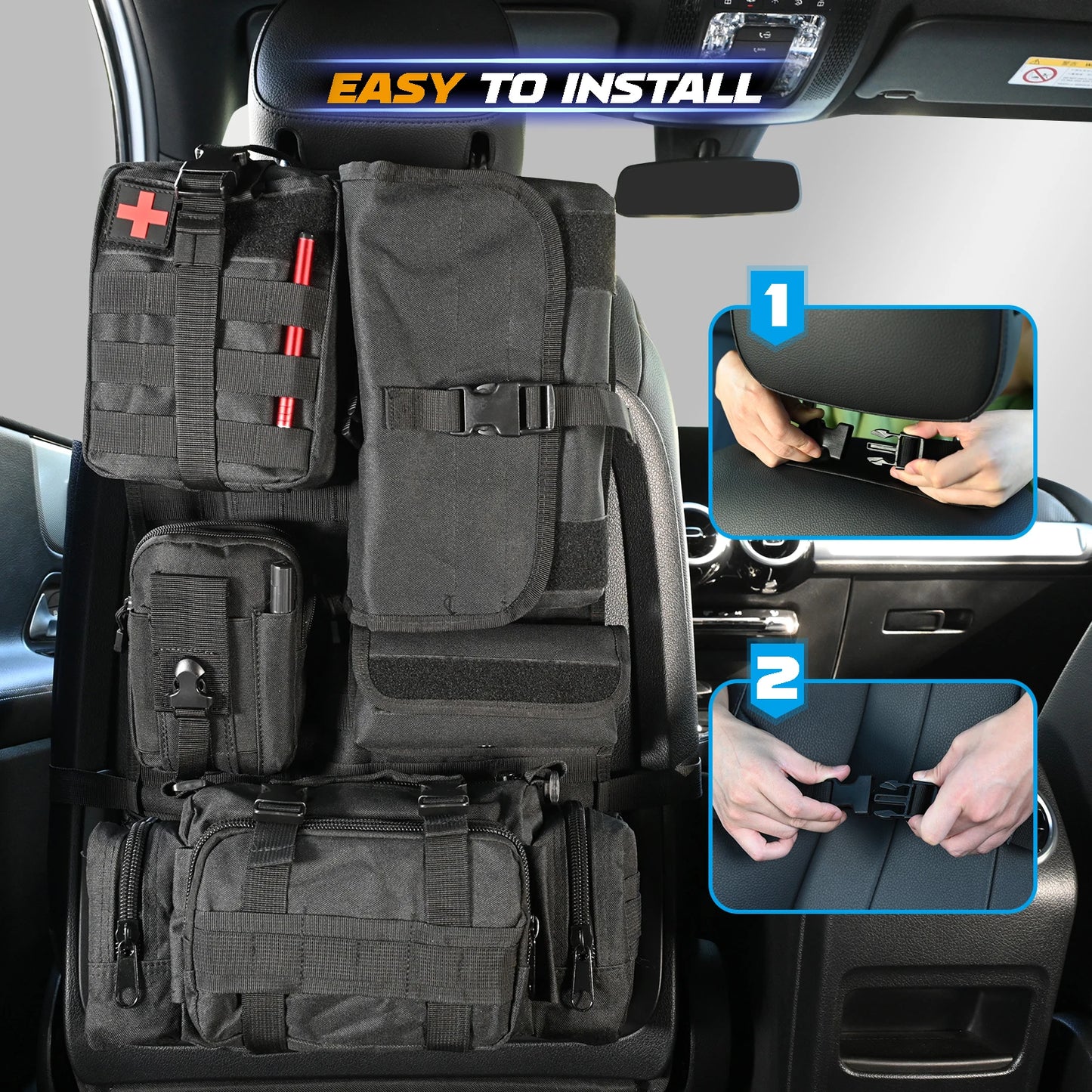 XUKEY Car Seat Back Molle Organizer With Five Pouches