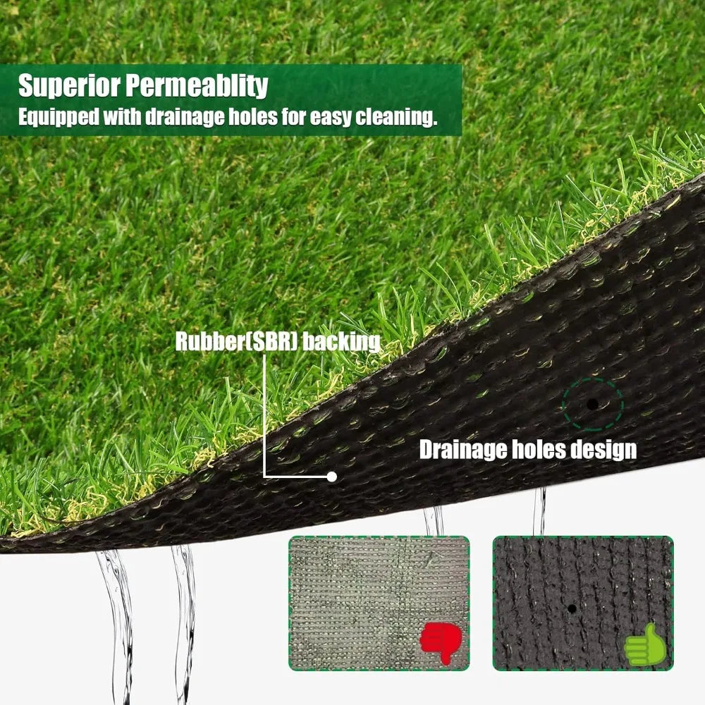 0.8 Inch Artificial Grass Turf 4x6 Feet Realistic Indoor Outdoor Carpet Lush Landscape Fake Grass