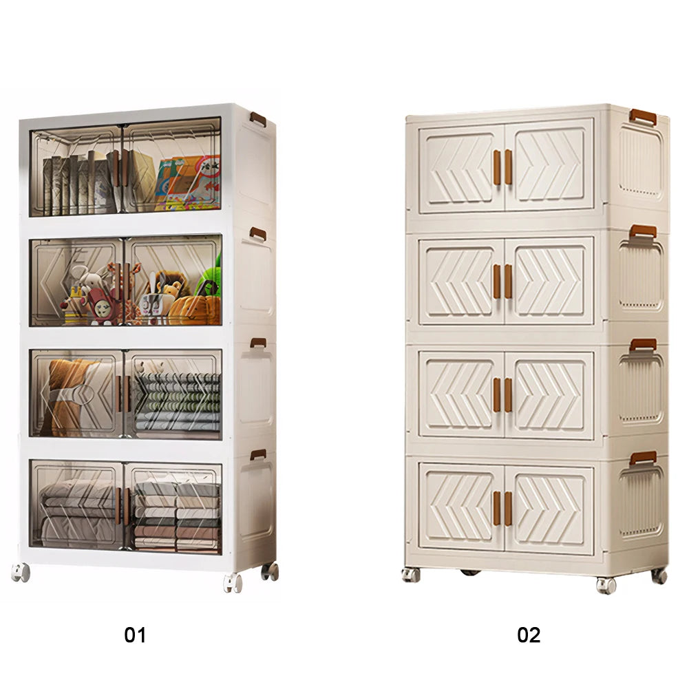 4 Tier Stackable Foldable Storage Bins With Lids And Wheels