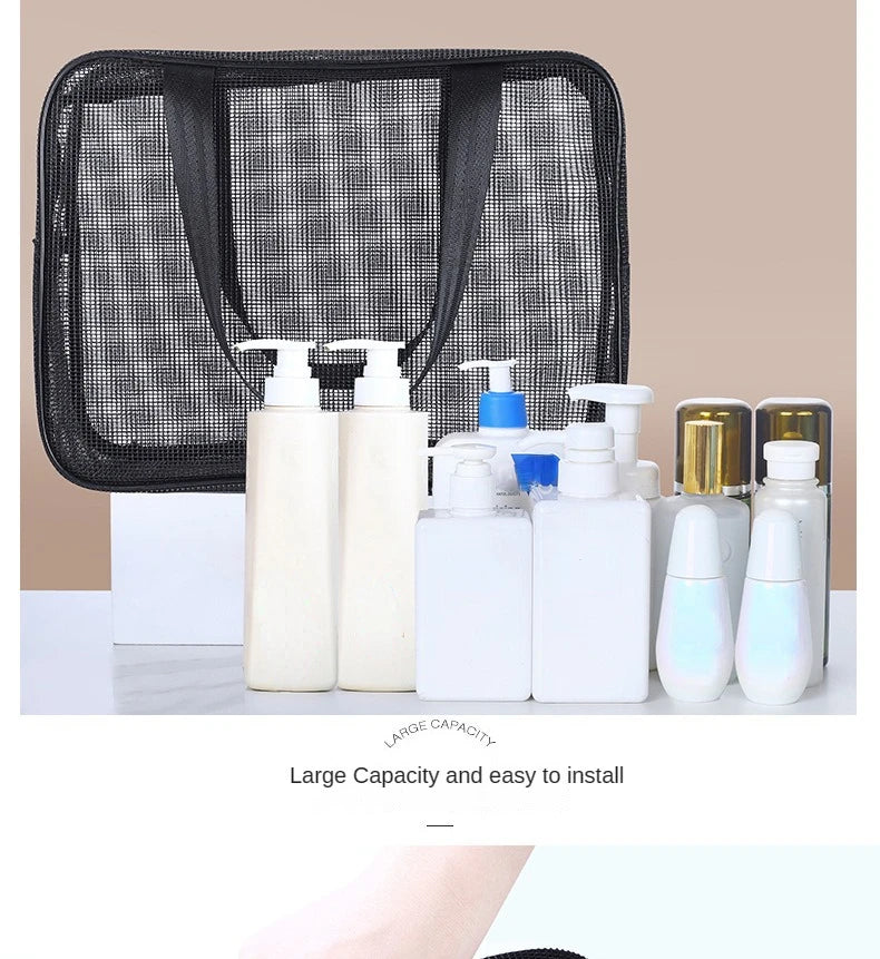 Mesh Wash Beach Bag For Travel Cosmetic Pouch Bath Organizer