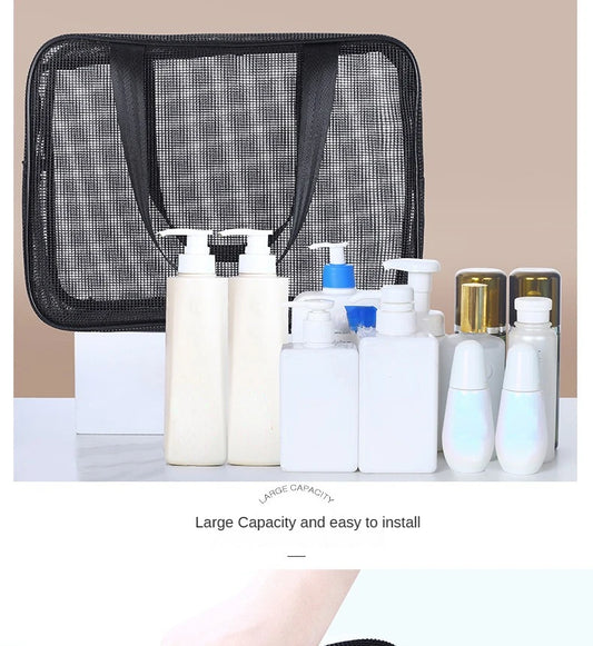 Mesh Wash Beach Bag For Travel Cosmetic Pouch Bath Organizer