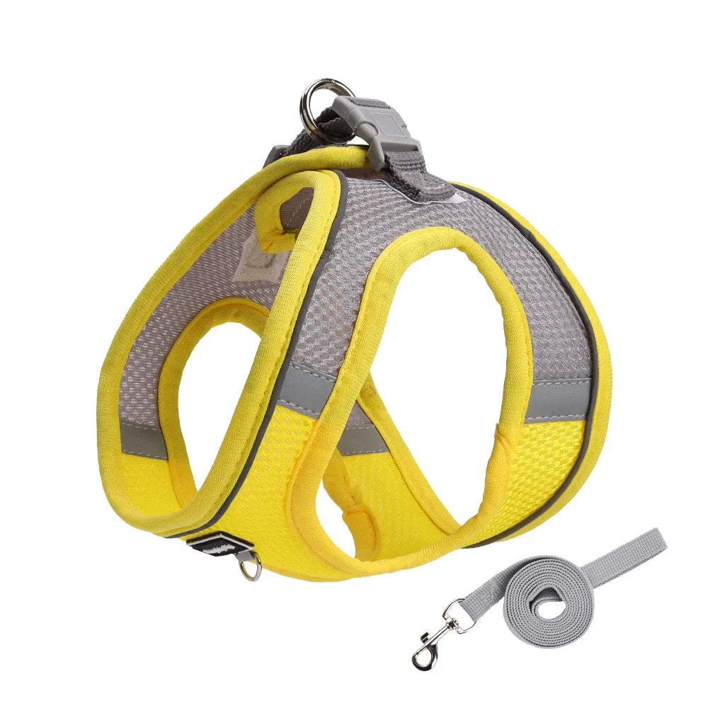 Dog Harness for Small Dogs Adjustable Puppy and Cat Vest for French Bulldog Chihuahua and Pug with Outdoor Walking Collar and Leash Set