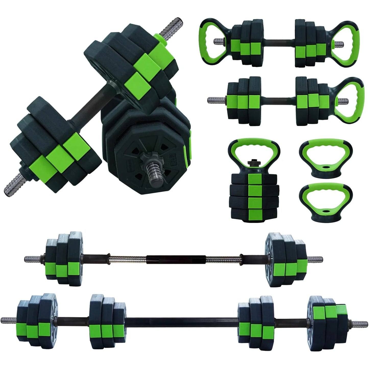 4 In 1 Adjustable Dumbbell Set 44lbs Weight Set with Iron Handle for Kettlebell Barbell and Push Up Stand for Home Gym Octagon