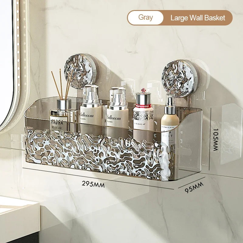 Big Red House Bathroom WallMounted Storage Shelf SuctionCup GlacierPattern Organizer