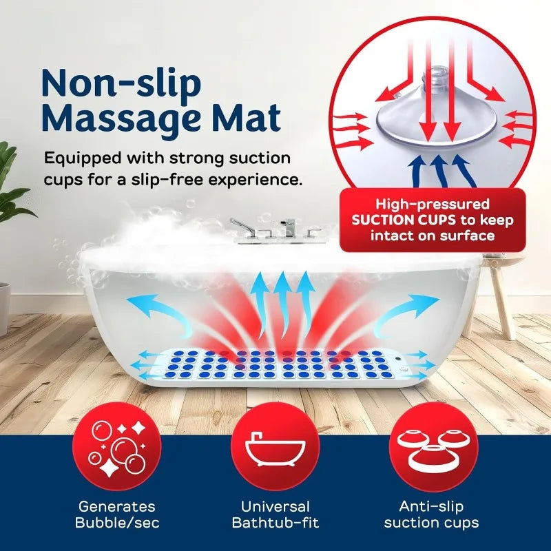 Electric Bubble Massage Bathtub Mat With Heater And Remote