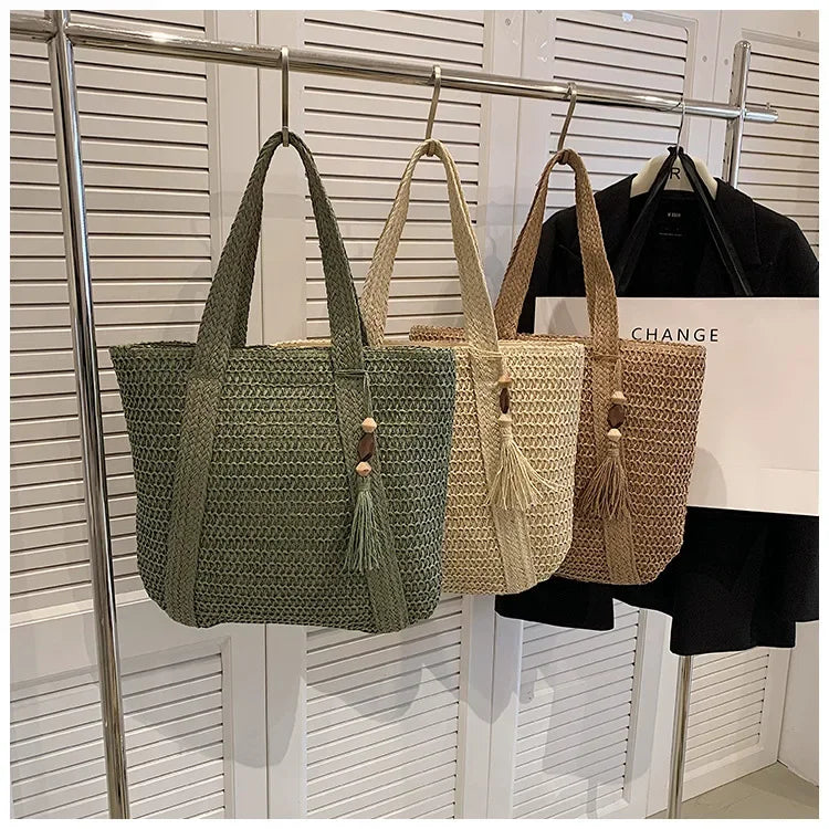 SMHXIANGQIANJINCN Straw Woven Handbag for Women Shoulder Tote