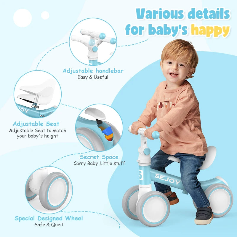 Sejoy Baby Balance Bike For Toddlers Four Wheels