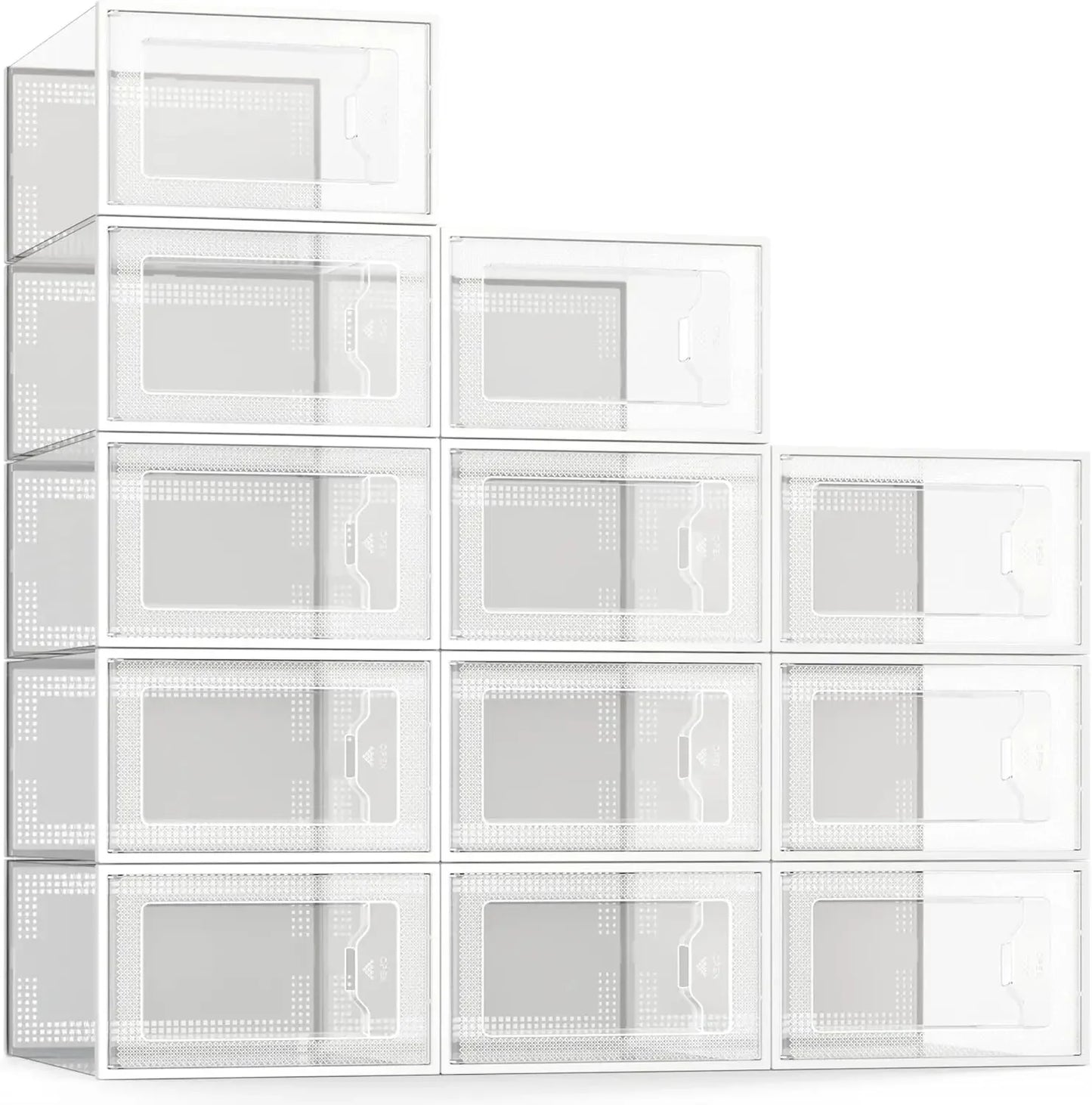 12 Pack Clear Plastic Shoe Storage Box Stackable Organizer Space Saving Foldable Sneaker Bin