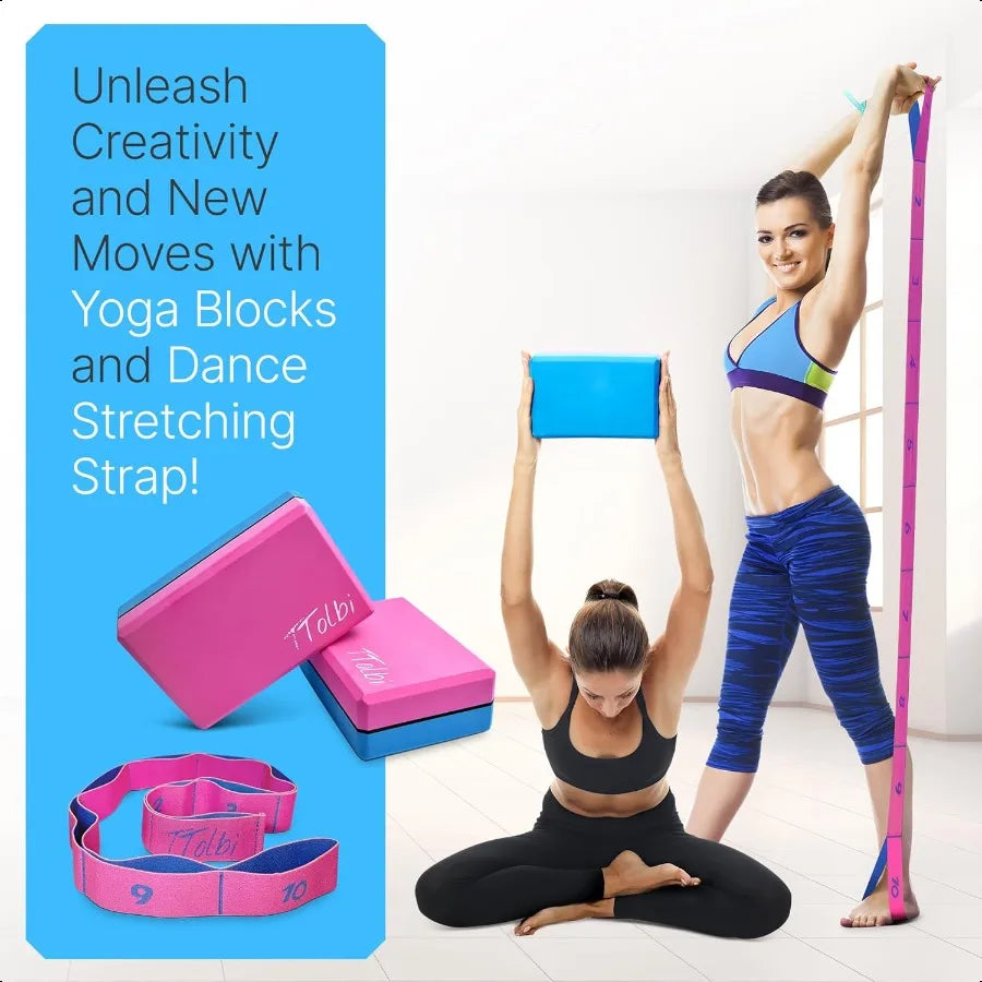 Hign-concerned Yoga Blocks 2 Pack With Dance Stretch Band Guide