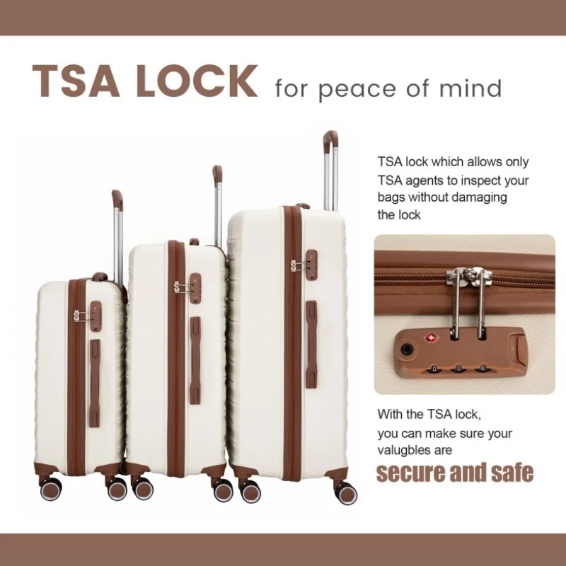 TravelhouseCN 3 Piece Luggage Set Spinner Wheels TSA Lock