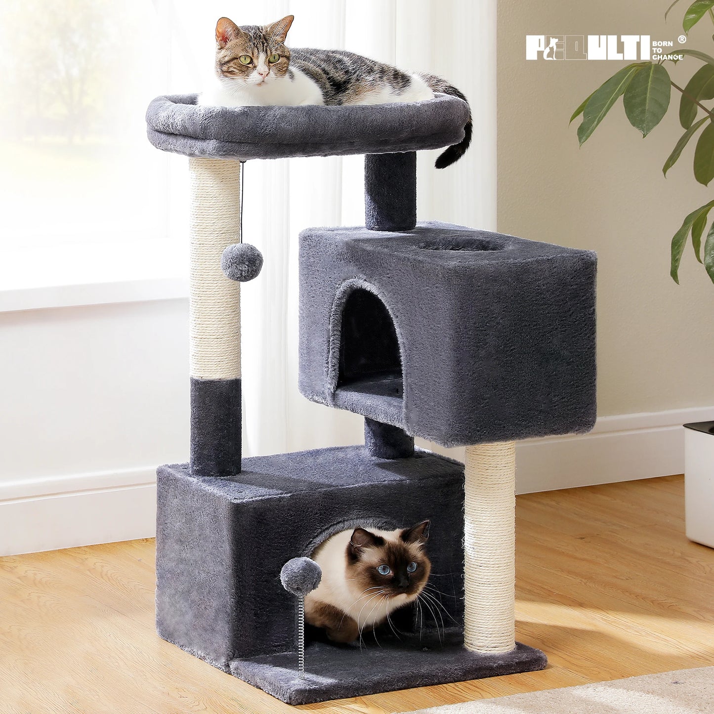 Large Cat Tree for Indoor Cats Multi Level Cat Tower with Spacious Condos and Sisal Scratching Pad
