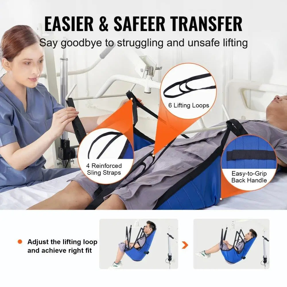 Patient Lift Sling with Head Support Small Size U Shape Divided Leg Sling