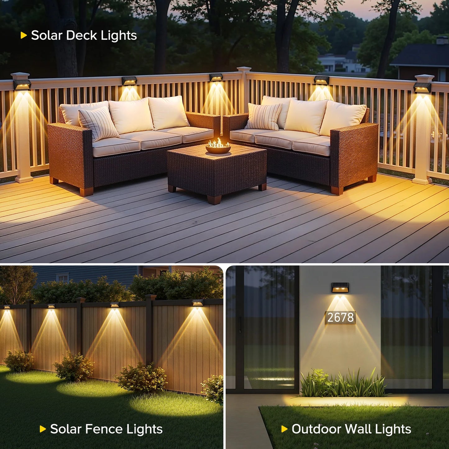 KPSTEK Solar Fence LED Lights For Walls Stairs Yards