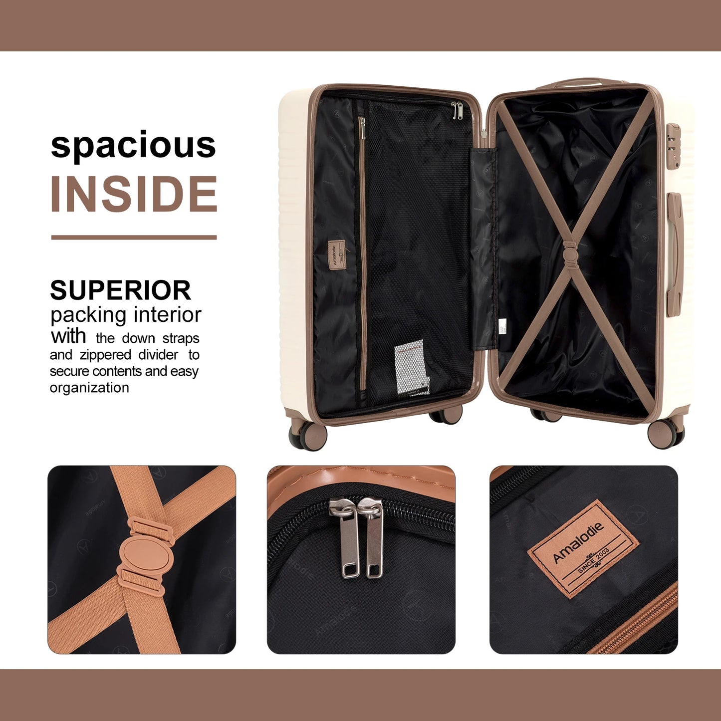 Amalodie 5 Piece Hardshell Luggage Set With TSA Lock