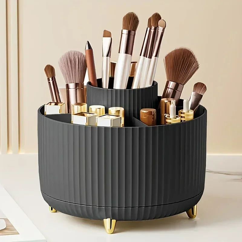 Casa Bano 360 Degree Rotating Makeup Brush Organizer Five Slot Cup Vanity Storage