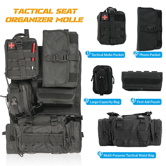 XUKEY Car Seat Back Molle Organizer With Five Pouches