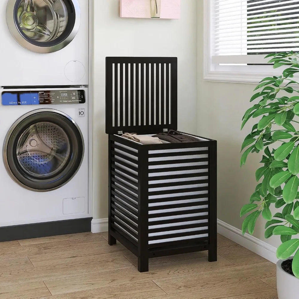 Double Laundry Hamper With Lid And Removable Liner Bag