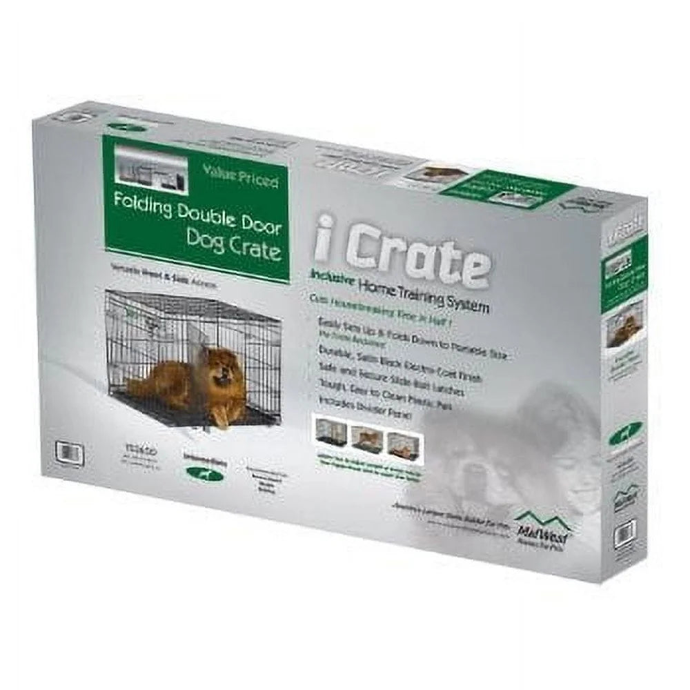 Double Door Folding Metal Dog Crate With Safe Features