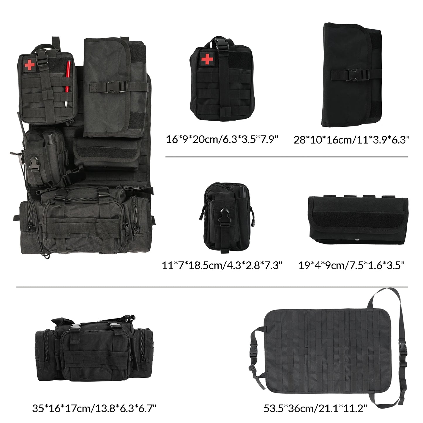 XUKEY Car Seat Back Molle Organizer With Five Pouches