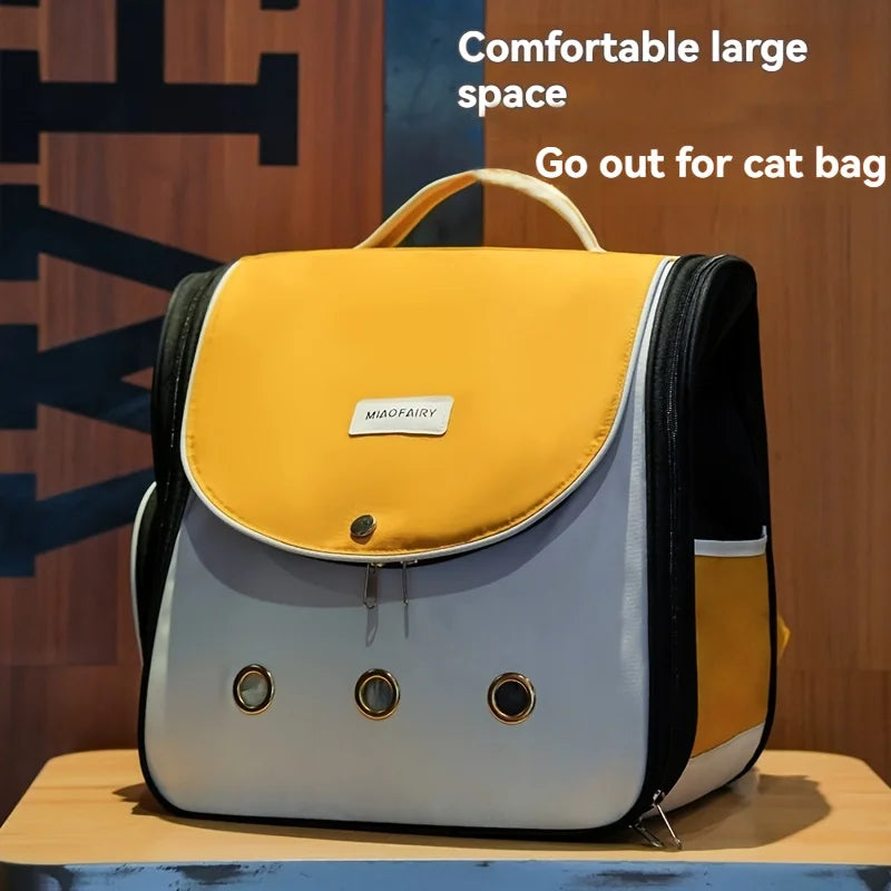 Portable Cat Carrier Backpack Large Capacity Breathable Foldable Travel Bag