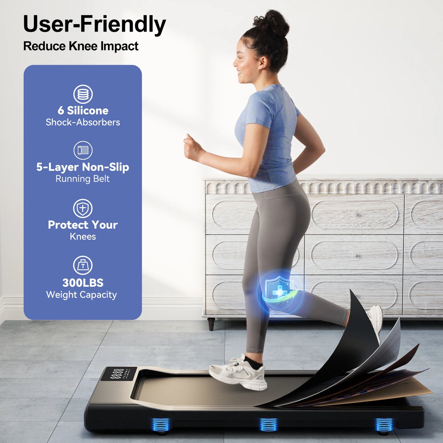 3-in-1 Portable Treadmill with Remote Control LED Display 2.5HP Silent Walking Pad Jogging Machine for Home Office 300 Pounds Capacity