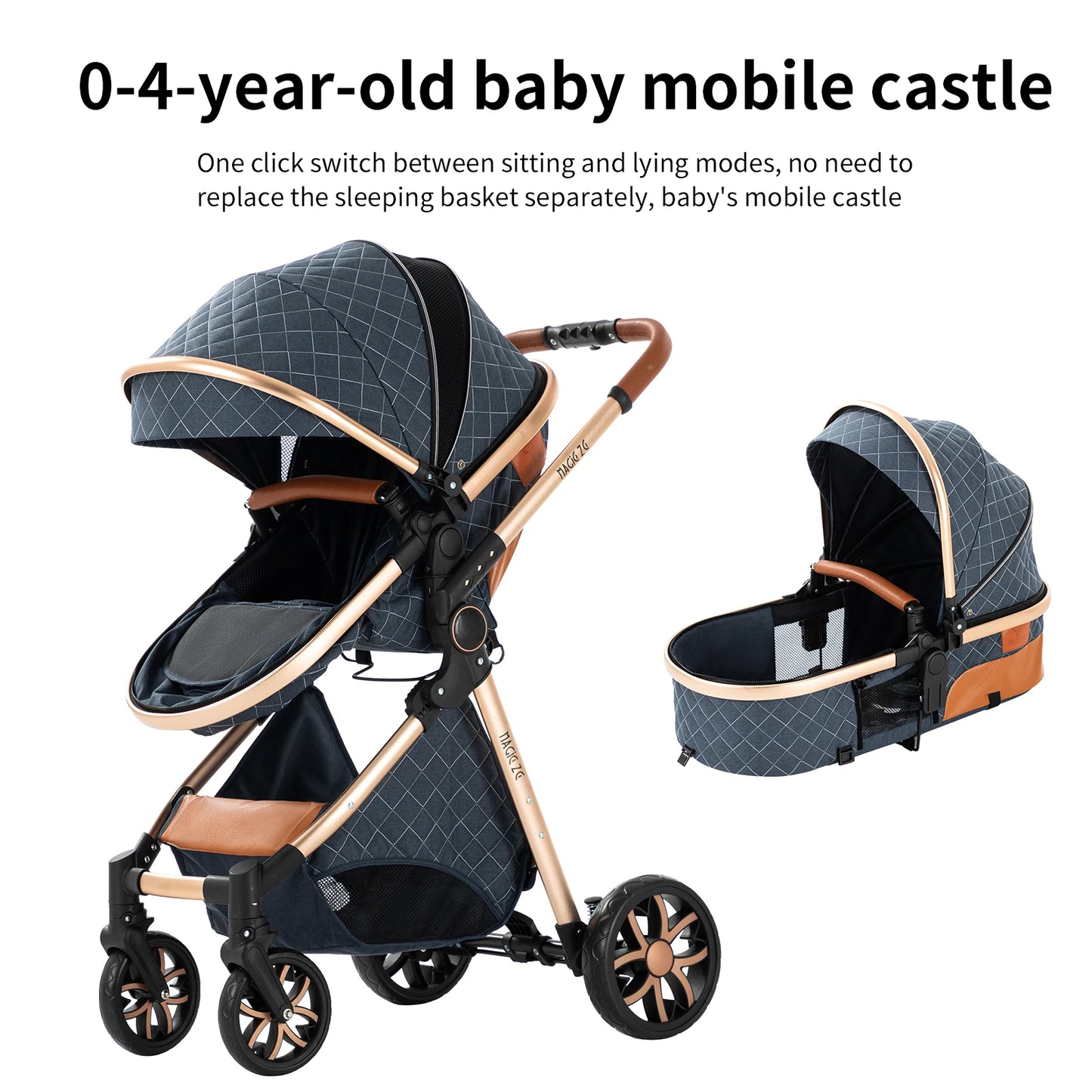 Baby Stroller 3 in 1 Travel System Pushchair Lightweight Pram All Terrain Baby Buggy Compact Fold Stroller