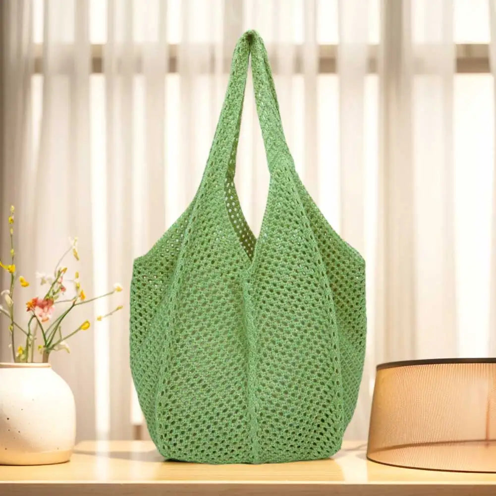 Women Crochet Tote Bag Fashion Knitted Large Capacity Hollow Bag