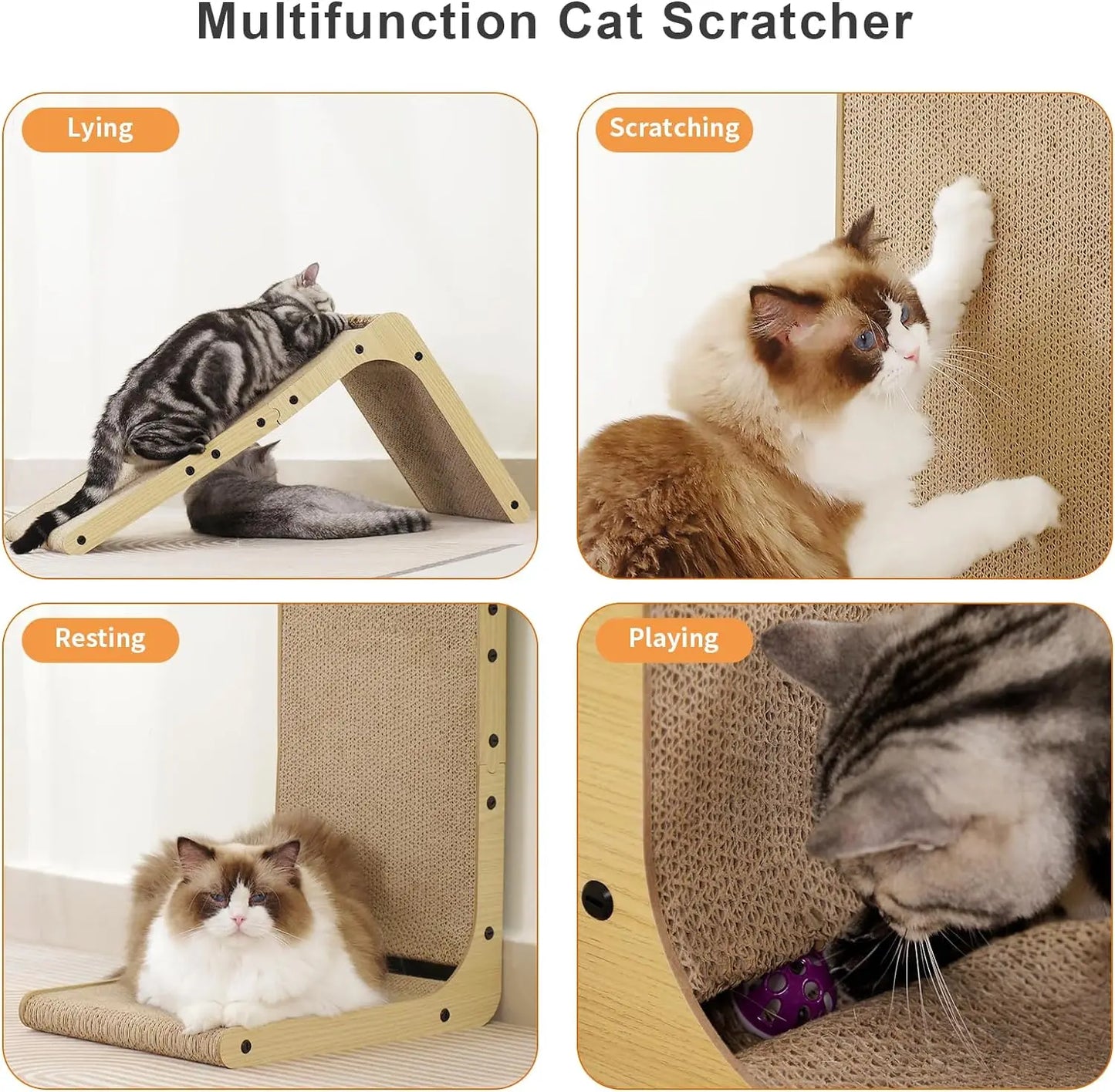 L Shape Cat Scratcher 23.6 Inch Cardboard Cat Scratchers for Indoor Cats Furniture Protection
