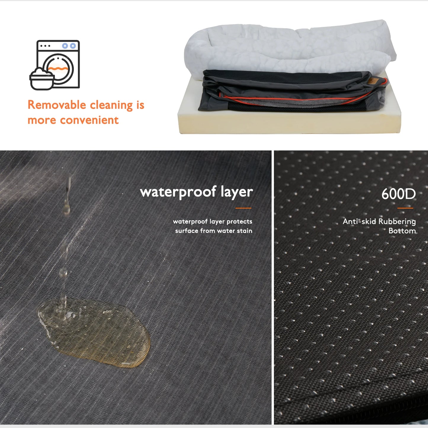 Dog Bed Orthopedic Foam With Cotton Bolster Removable Cover