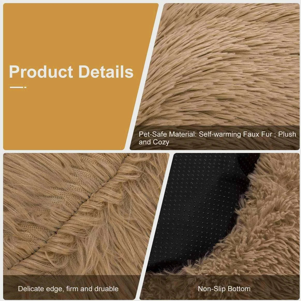Donut Dog Bed Warm Soft Long Plush Pet Bed for Small Large Dogs and Cats Calming Washable Winter Kennel Sofa Cushion Mat