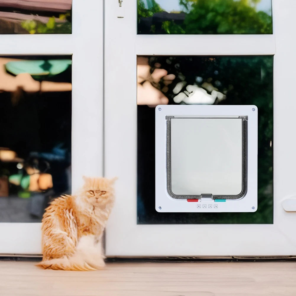 Puppy Kitten Safety In Out Cat Door With 4 Way Lock