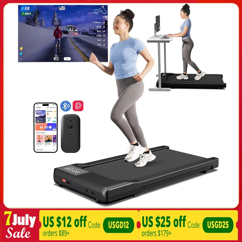 3-in-1 Portable Treadmill with Remote Control LED Display 2.5HP Silent Walking Pad Jogging Machine for Home Office 300 Pounds Capacity