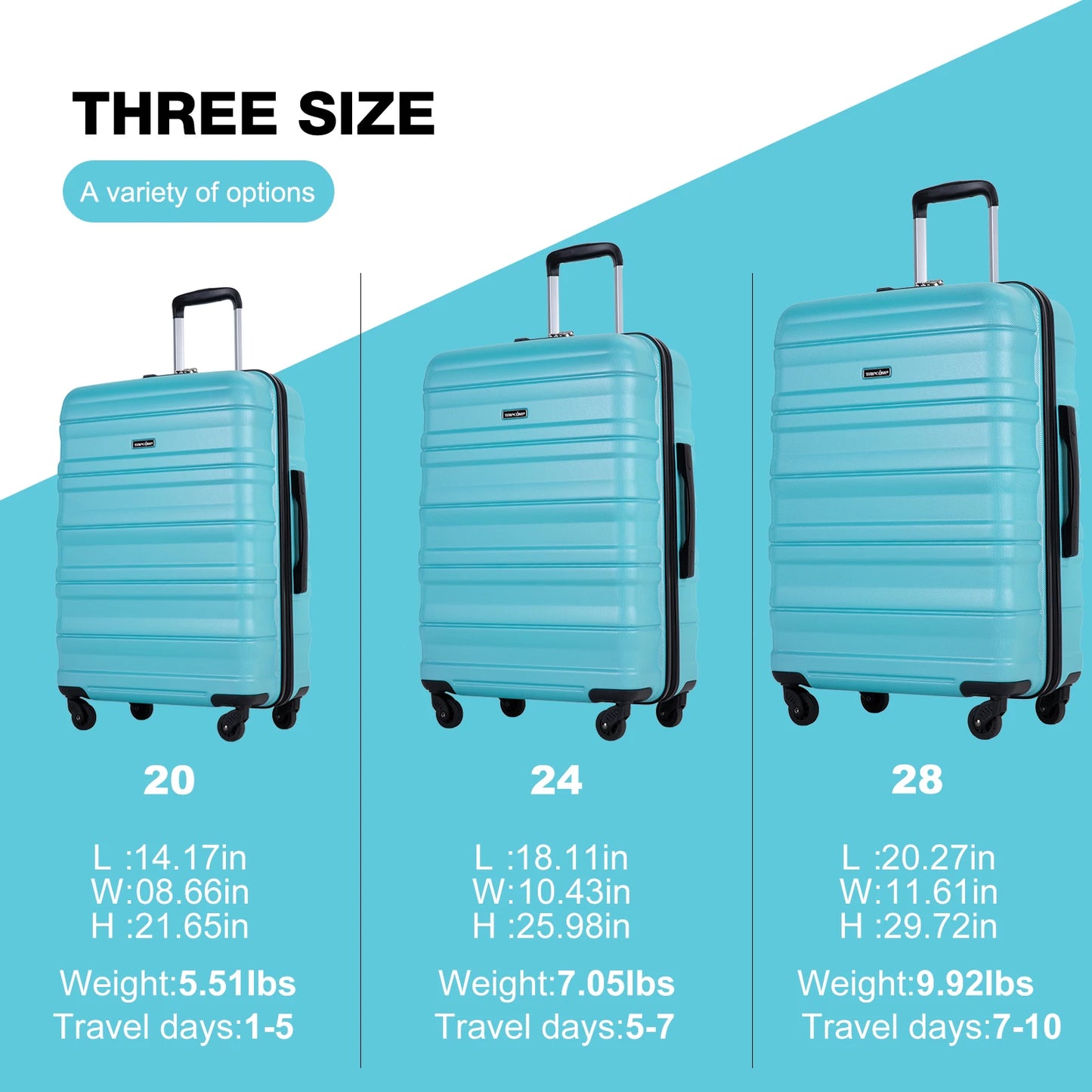 Travelhouse 3 Piece Luggage Set Hardside Expandable Spinner