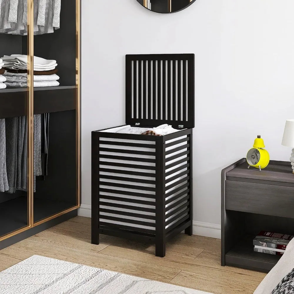 Double Laundry Hamper With Lid And Removable Liner Bag