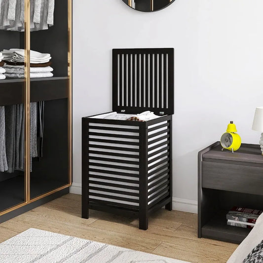 Double Laundry Hamper With Lid And Removable Liner Bag