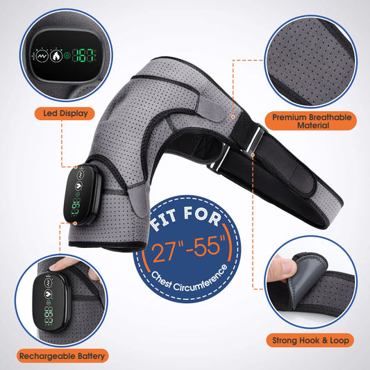 Electric Heating Shoulder Massager Thermal Physiotherapy Vibrator Massage Support Brace for Arthritis Pain Relief