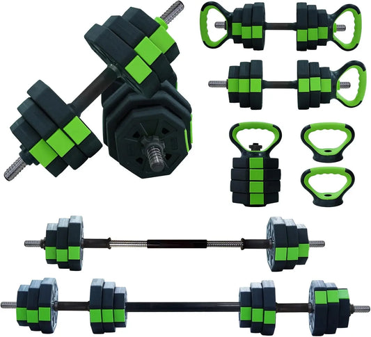 4 In 1 Adjustable Dumbbell Set 44lbs Weight Set with Iron Handle for Kettlebell Barbell and Push Up Stand for Home Gym Octagon