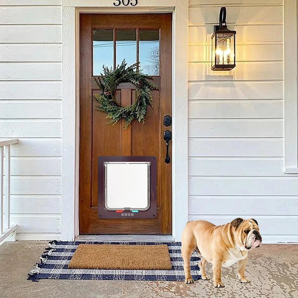 Puppy Kitten Safety In Out Cat Door With 4 Way Lock