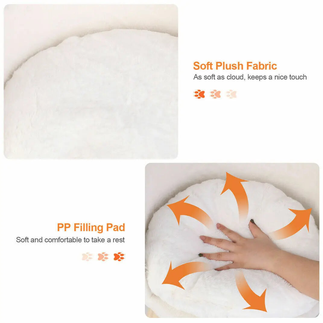 Luxury Soft Cat Bed Warm Plush Fabric Pet Nesting Chair Bed Washable Couch with Wood Legs and Cushion Pad for Small Pets