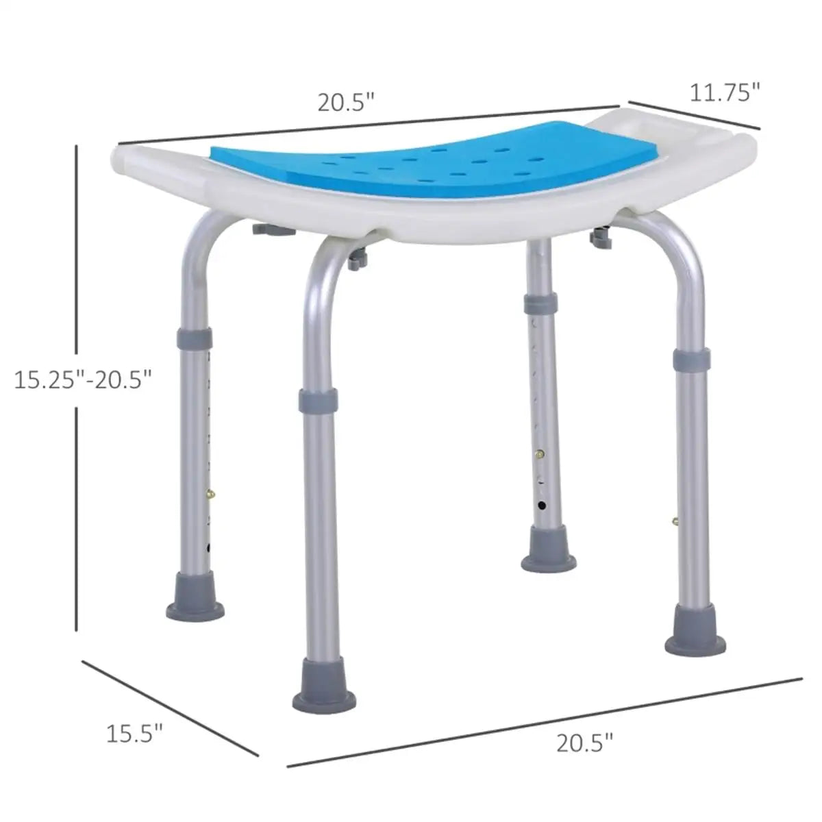 Adjustable Shower Chair for Seniors and Disabled Lightweight Portable Bath Seat with Side Handles and Adjustable Height