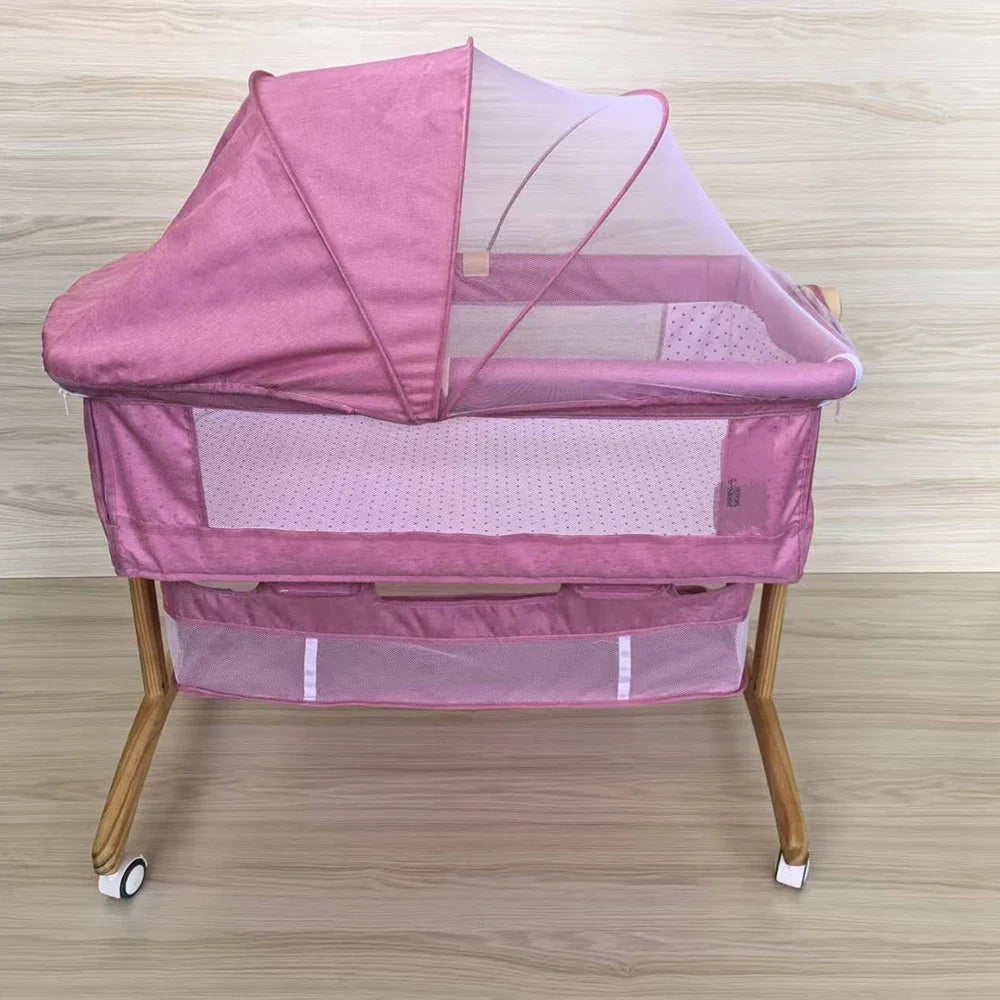 Portable Nursery Crib with Mosquito Net and Storage Bag