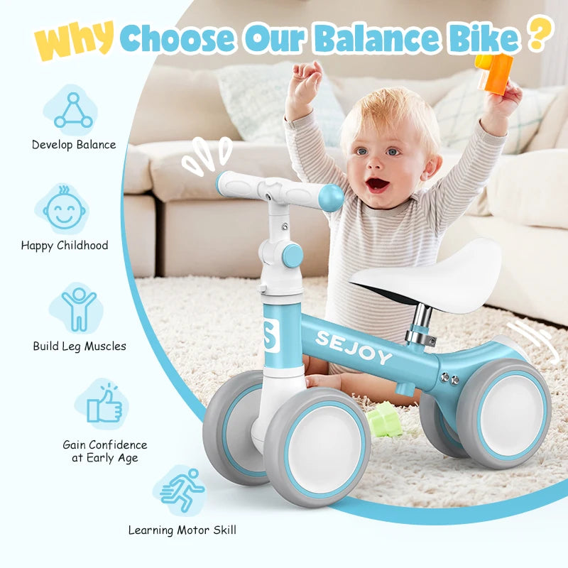 Sejoy Baby Balance Bike For Toddlers Four Wheels