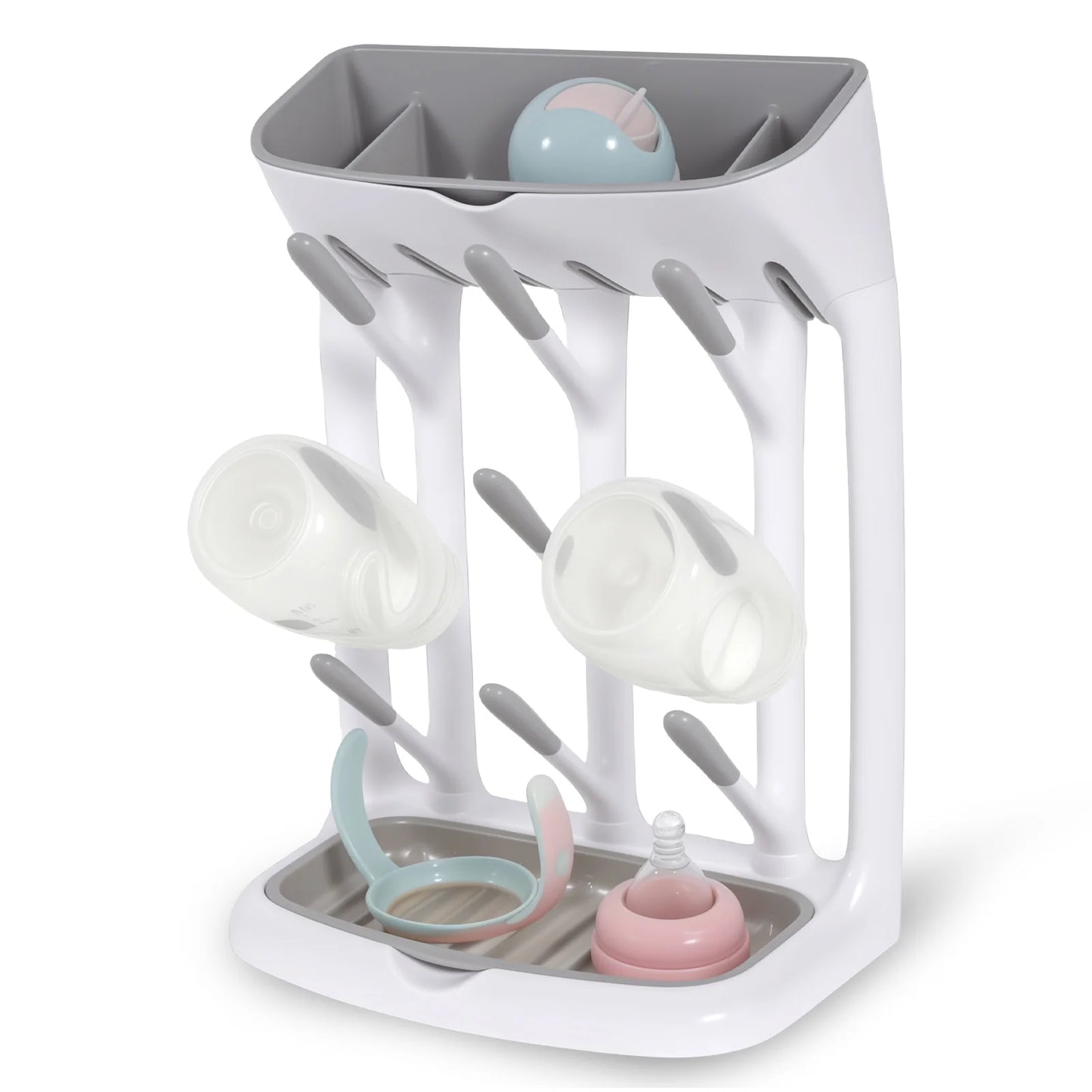 Baby Bottle Drying Rack For Countertop With Detachable Tray