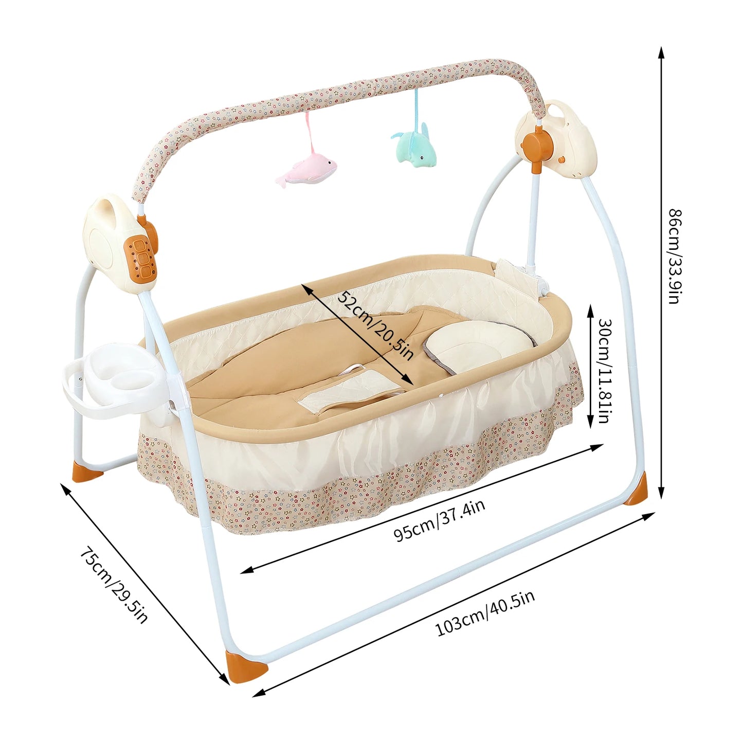 5 Gear Auto Swing Baby Crib Net With Music And Bluetooth